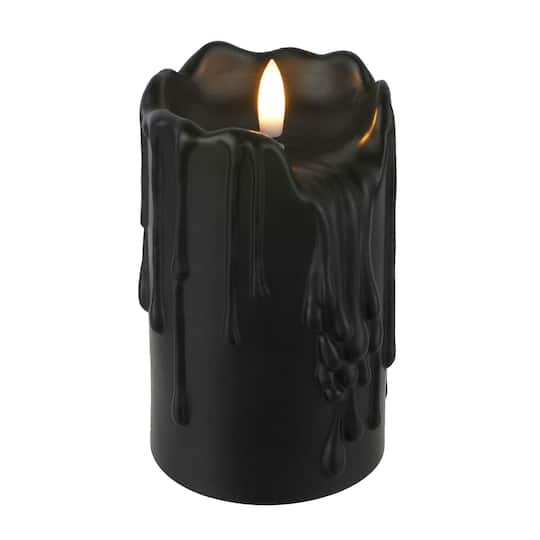 Black Dripping LED Pillar Candle by Ashland